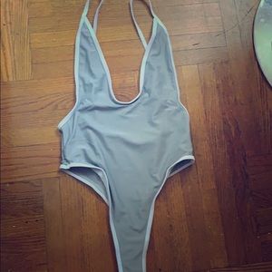 High cut one piece thong bikini